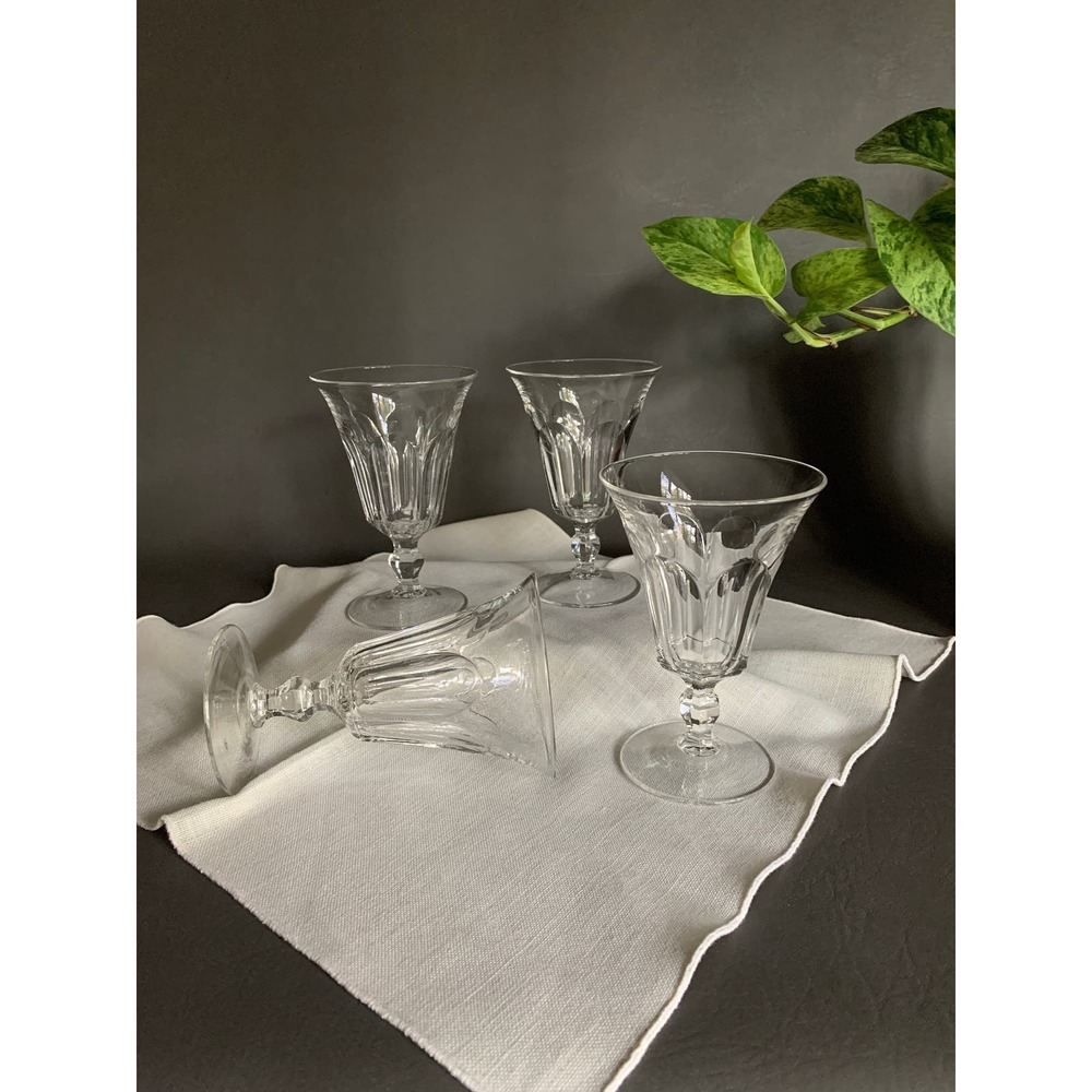 VTG French style glassware stemware set of 4 barware drinkware wine water 6oz